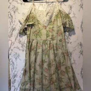 Disney Princess Tiana Lace Floral Mini Dress Size Large Cottagecore Embroidered